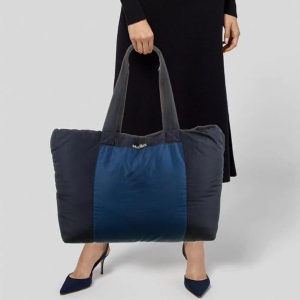 MaxMara Navy and Blue Nylon Tote Bag Puffy Colorblock